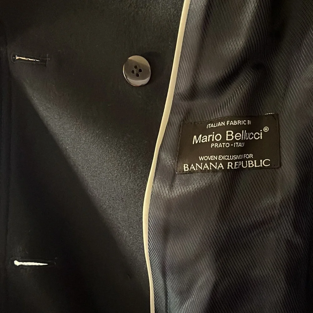 Banana Republic Navy Blue Double Breasted Wool Winter Coat Size M - Picture 7 of 12